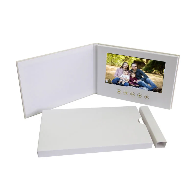 Our Wedding  linen video book with 7 inch HD IPS LCD screen hardcover  video brochure gift greeting card