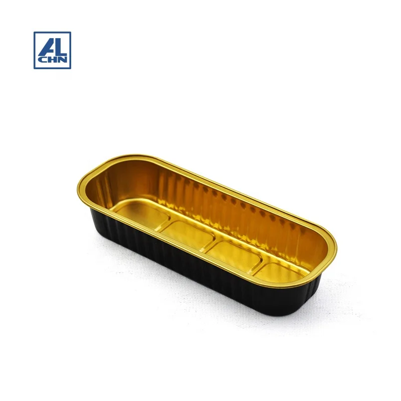 Gold inside,Black outside 200ML/7oz Recantgular Microwaving Disposable Bakery Cupcake Aluminum Foil Container Food Packing