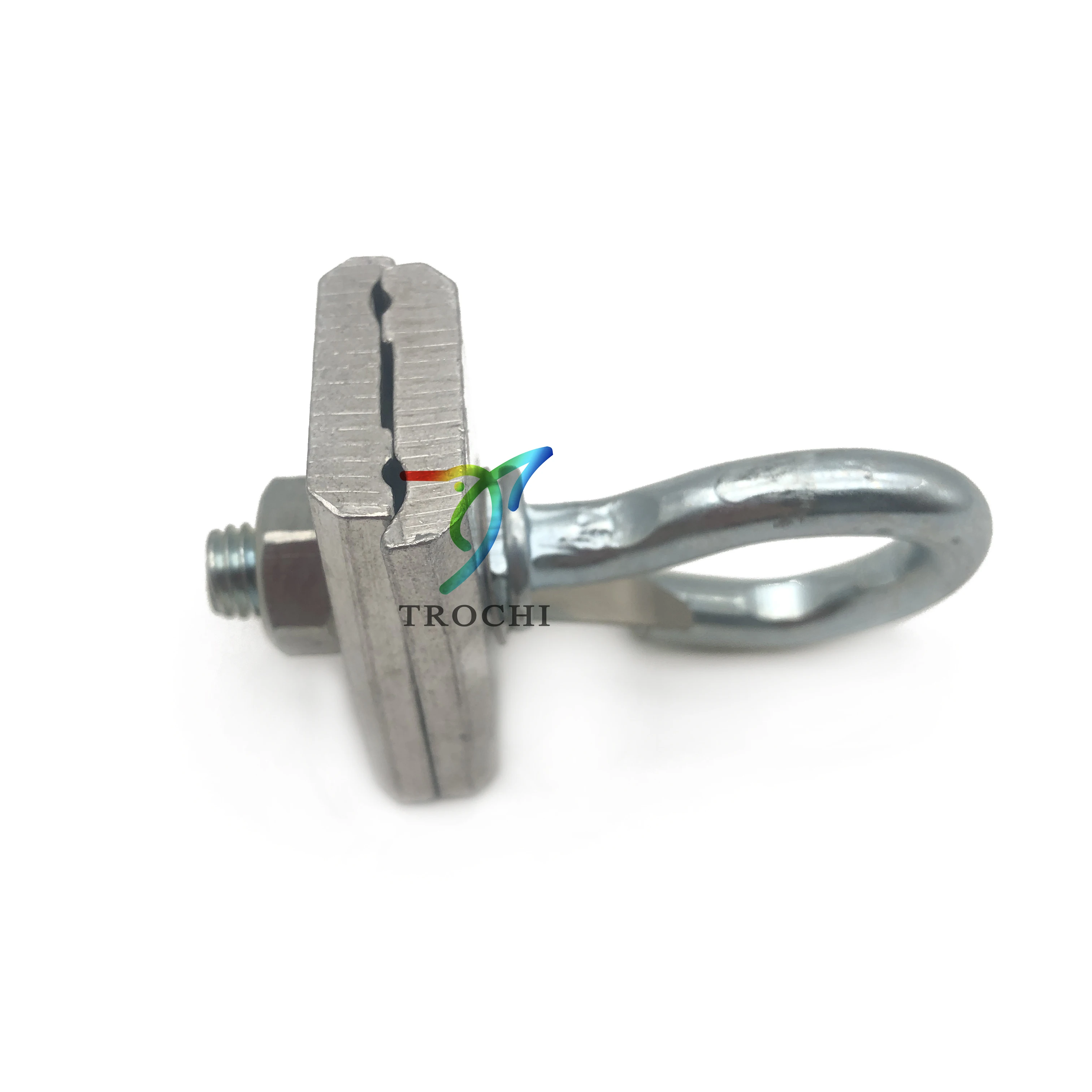 Galvanized FTTH drop wire suspension Q span clamp with two slots hook