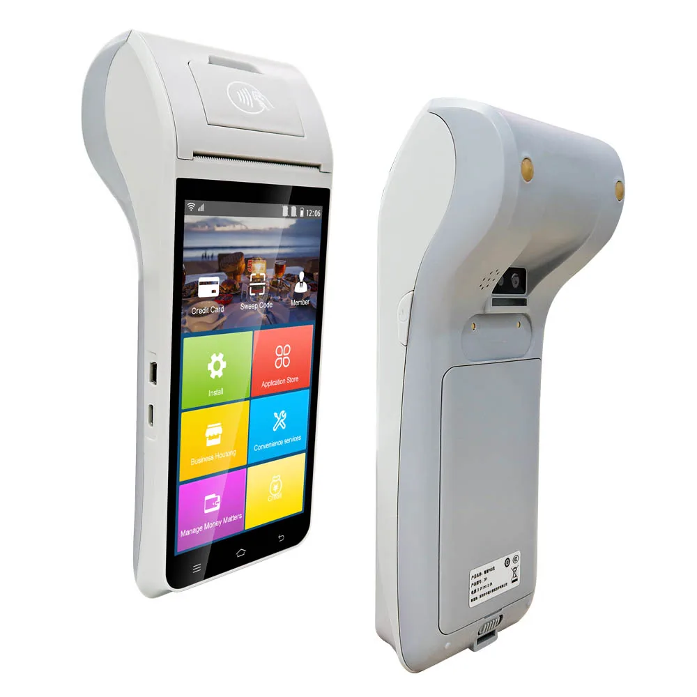 ZCS Z91 Android Mobile POS NFC POS Systems With Barcode Scanner Thermal Printer Support Fingerprint