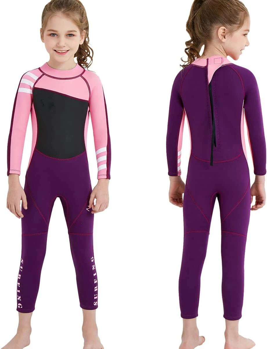 Kids Wetsuit for Boys Girls 3mm Neoprene Fullsuit Back Zip for Toddler Water Aerobics Diving Boating Snorkeling Surfing Swim