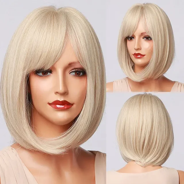 Hot Sale Full Lace Front Synthetic Wigs 613 Bob Ombre Brown Blonde Short Straight Women Daily Cosply Party Wigs