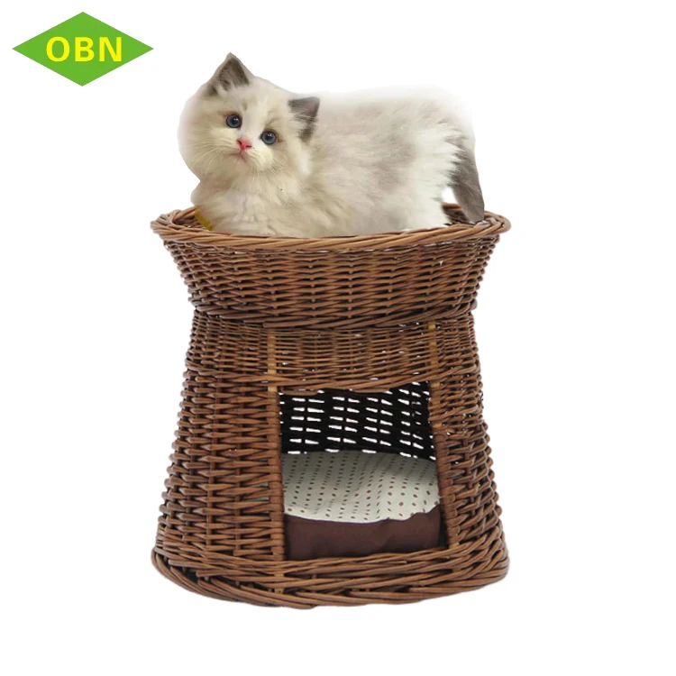 New Design large Rattan Pet Cat House for living Room Indoor houses wicker rattan pet House