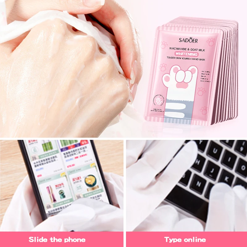 OEM ODM SADOER Tender Smooth hand Water Replenis Moist Soft Whitening Hand Mask