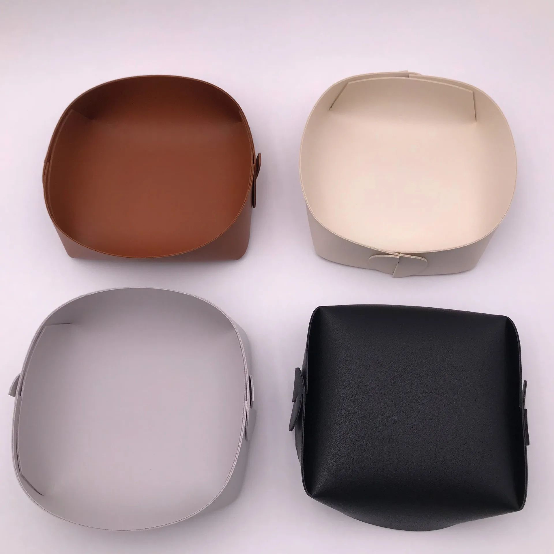 Coin caddy leather tray watch key jewelry leather entrance door living room coffee table desktop small sundries storage tray