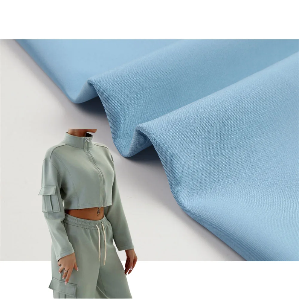 J004 Moderate Elasticity Polyester Fabrics Scuba Winter Use Outdoor Jacket Knitted Fabric Spandex Interlock Fabric For Skirts