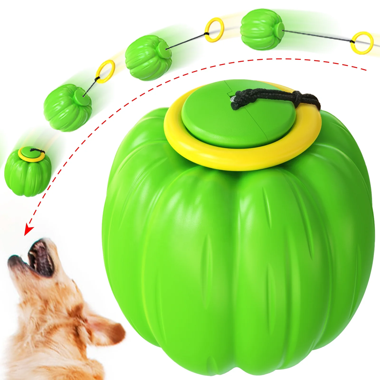 YO-YO Ball Dog Training Teeth Grinding Balls Pumpkin Shaped Toy-Throwing Balls for All Sized Dog Pets