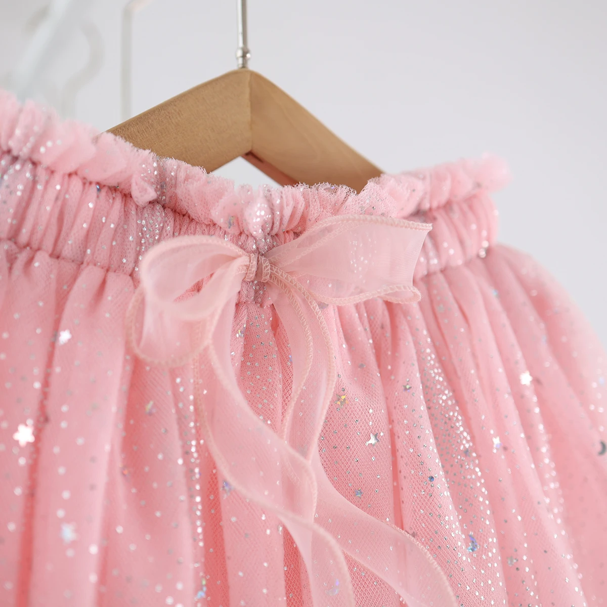 Kids Sequins Star Tutu Children Ruffle Skirt Lining Cotton Kids Tulle Pleated Bow Skirts for Girls Tutu Toddler Black Tutu Skirt