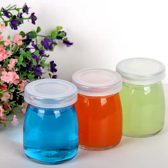 100ml 150ml 200ml glass pudding cup Wholesale 6oz Empty Food Storage Milk Pudding Bottle Glass Yogurt Jars