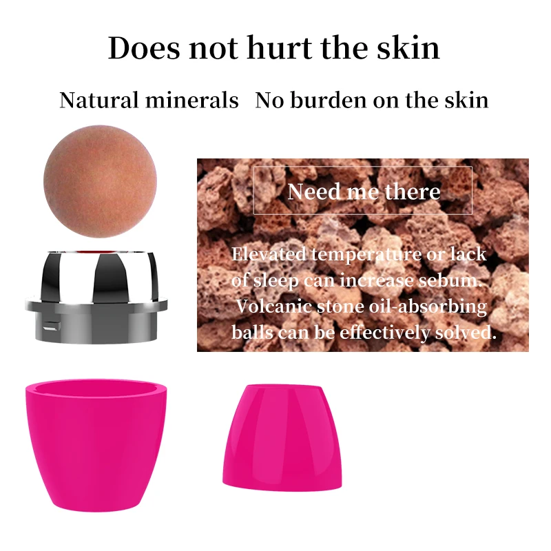 Portable Volcanic mud Oil Absorb Roller Facial Oil Absorbing Volcanic Rock Facial Roller