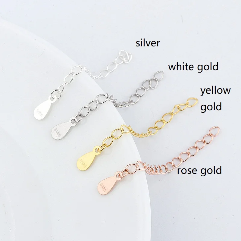 WHOLE SALE BULK PRICE .100% Real 925 Sterling Silver 5 CM extension chain Jewelry Findings Connector Components for DIY