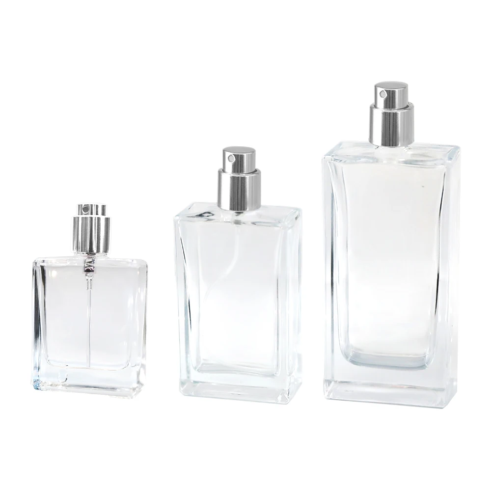 Luxury Empty Square Flat 30ml 50ml 100ml Glass Spray Perfume Bottle