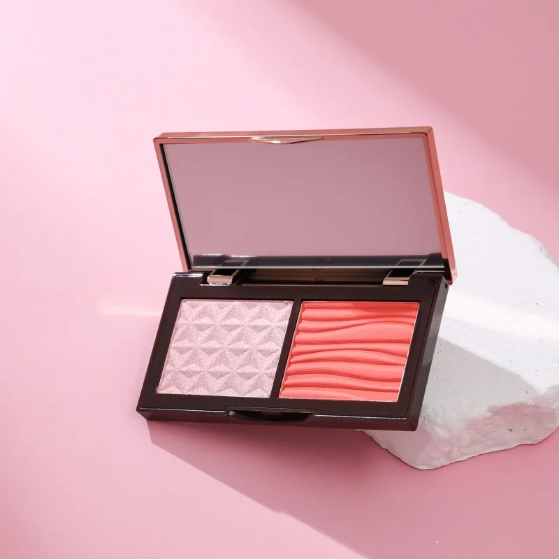 Discover 5-Hue Highlight & Contour Disc, Combining Highlighting Powder & Pearl Blush, 2-in-1 Design for Effortless Beauty