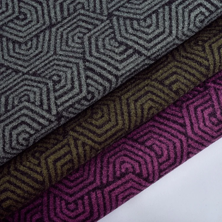Customize Classic hexagon dyed 100% Polyester 280gsm Knitted Jacquard Brocade Fabric for jacket with good price