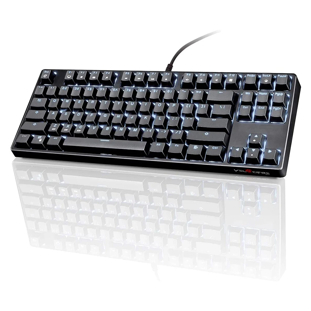 VELOCIFIRE TKL02 LED Light Mechanical Keyboard TKL 87 Key Tenkeyless Ergonomic Wired Keyboard