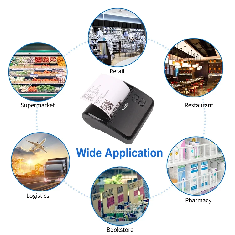 YHD Bluetooth Receipt Printer Thermal 80mm Portable Mobile POS Printer for Small Business