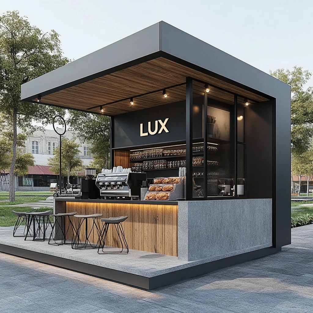3D Modern Design Cafe Bar Counter Design Coffee Shop Equipment Retail Store Outdoor Mobile Cafe Kiosk For Sale
