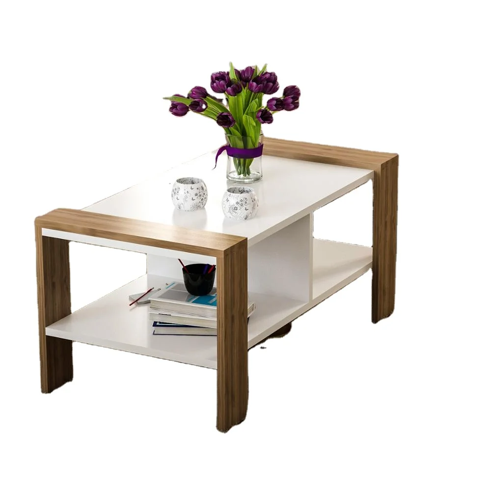 Erica Wood Luxury Design Coffee Table White Walnut Color Living Room Furniture
