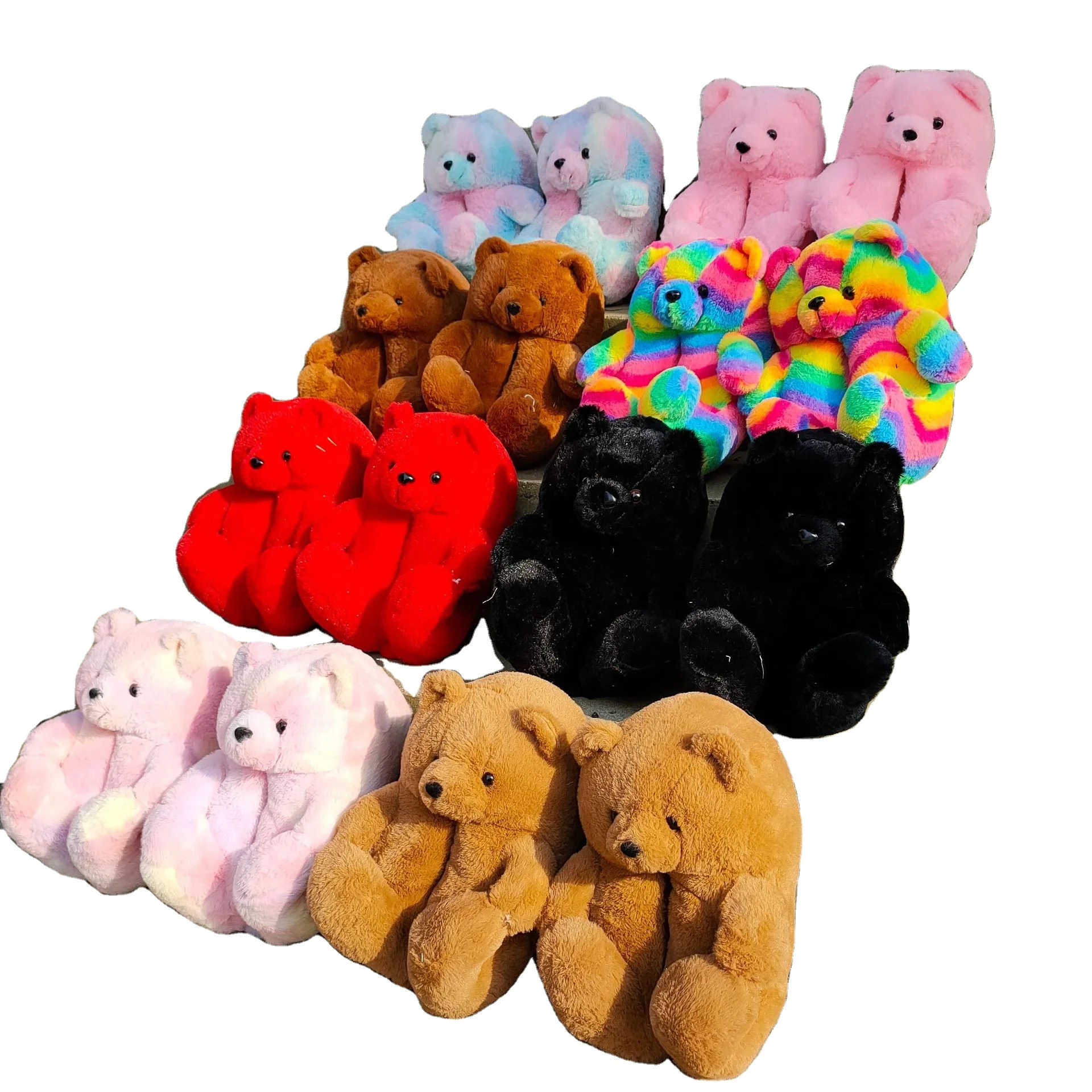 Stylish House Indoor Warm Soft Nonslip Adult One Size Fits Size 5-Sizes Cute Animal Teddy Bear Slippers for Women Girls