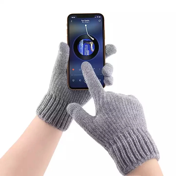 Лидер продаж теплые зимние перчатки вязаные шерстяные для сенсорных экранов плотные с разрезом на