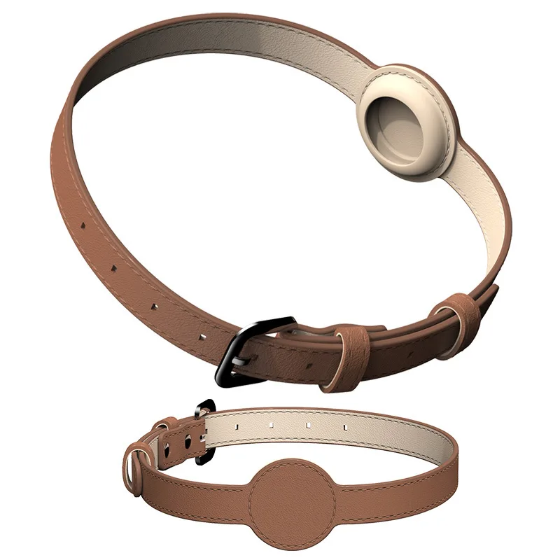 Factory Customized Kitten Airtag Collar Solid Pu Leather Anti-loss Airtag Adjustable Cat Airtag Collar