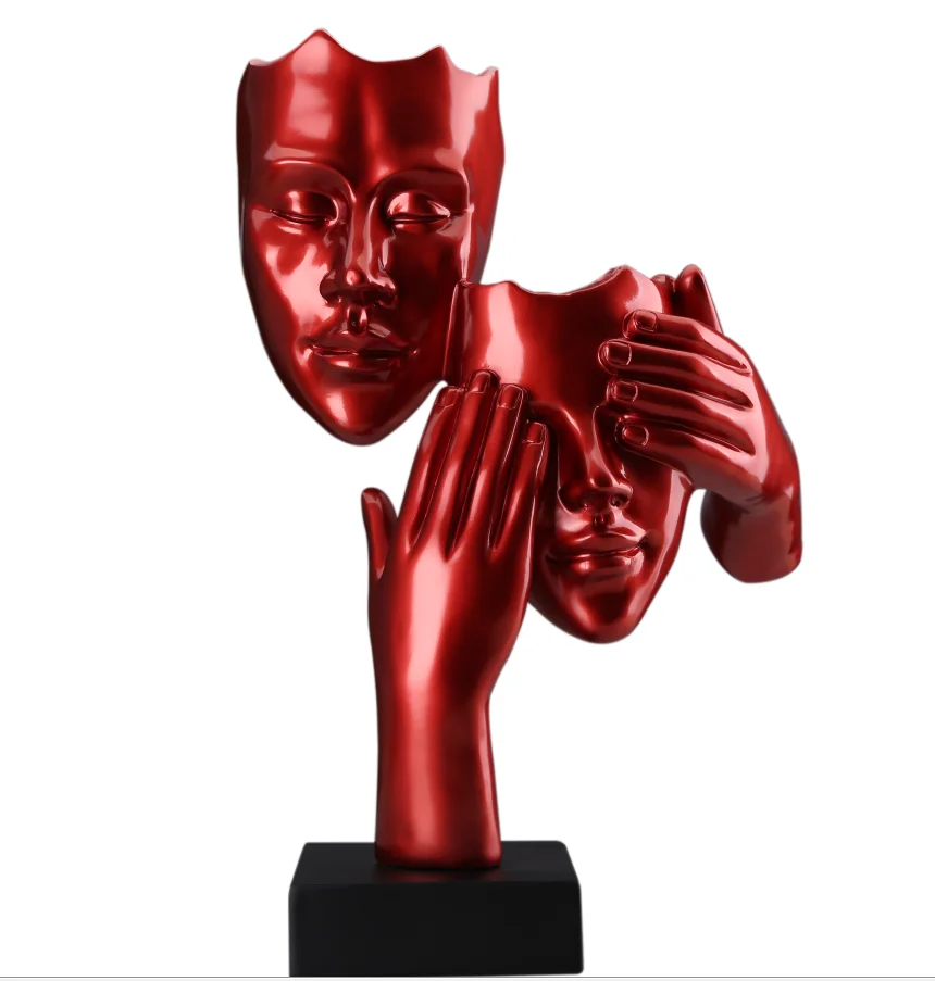 Human Face Statue Resin Abstract Craft Figurines Decorative Sculptures Cast Figure For Home Decorations