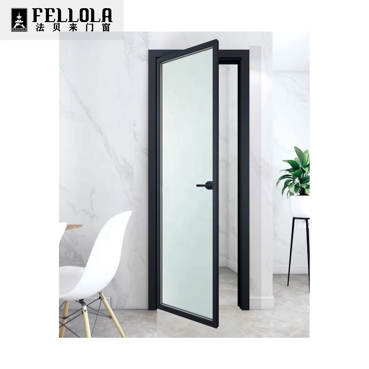 
Fellola Narrow frame hot sale aluminum bathroom sectional design glass door 