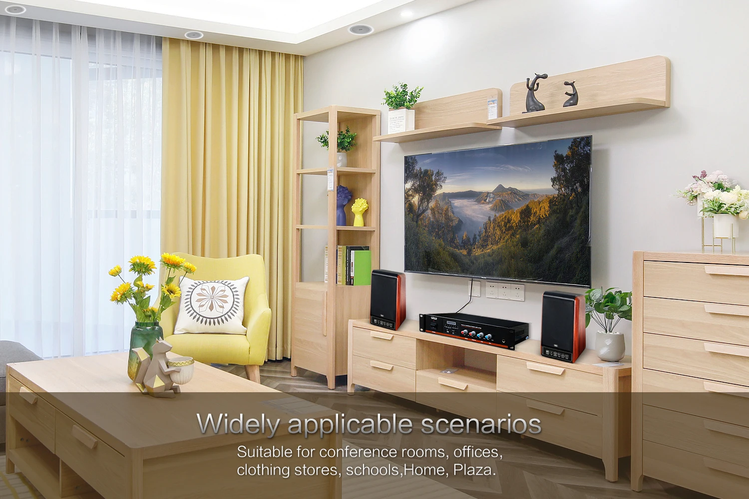 QQCHINAPA Home Audio 100V Mini Sound Equipment Mixer Amplifier With Blue tooth,FM,USB,Remote control