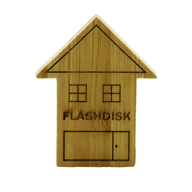 Wholesale House Shape USB Flash Drive Wooden USB Flash Drive 8GB 16GB Bamboo USB Memory