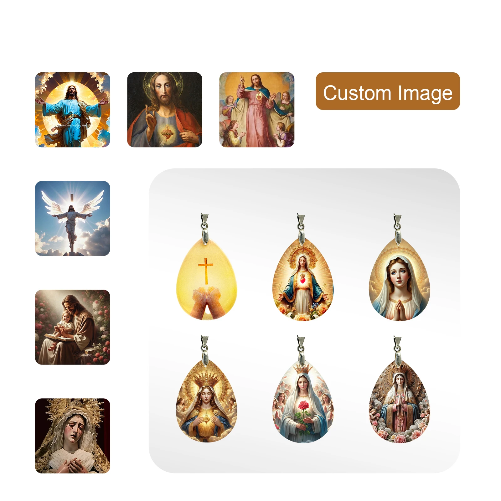 Crystal pendant necklace religious gift Drop shape crystal with stainless steel chain of Snake chain and can be custom images