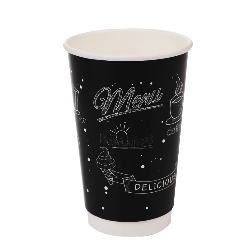 Disposable Custom Printed Double Wall Pink Definable pattern Cardboard Paper Coffee Cups