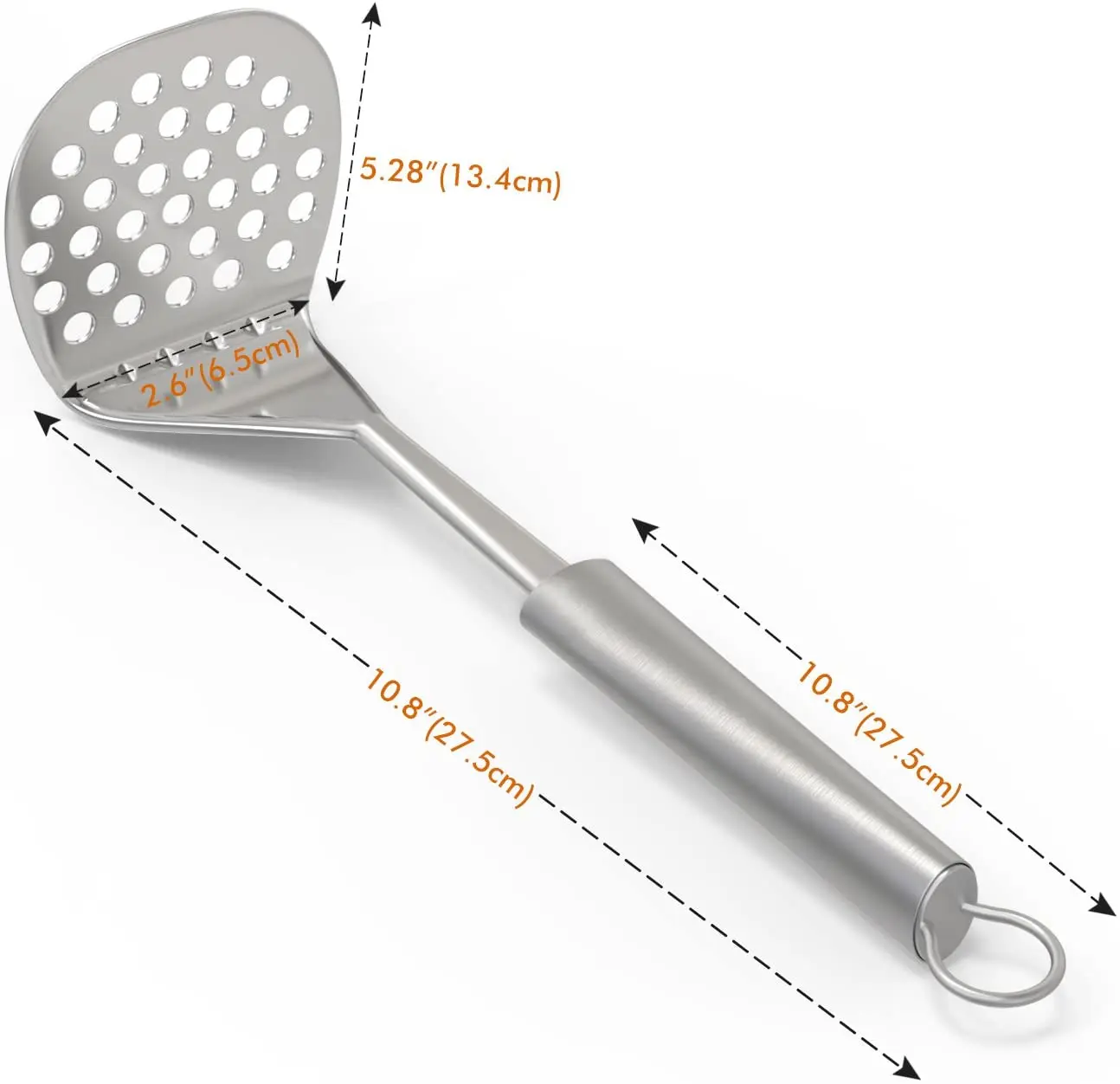 Stainless Steel Potato Masher with Fine-grid Mashing Plate and Stainless steel handle potato masher ricer