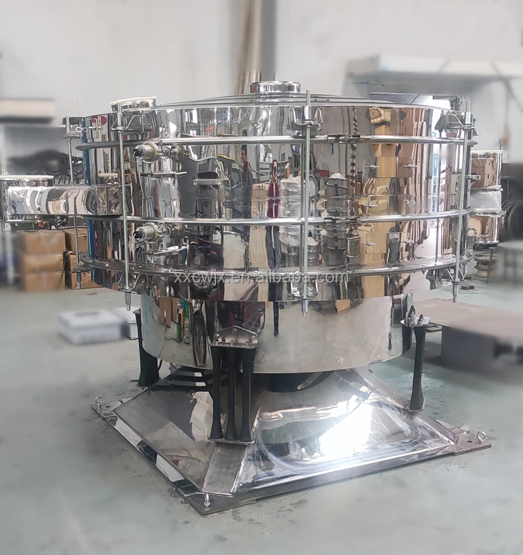 Starch Pollen Sieving Circular Tumbler Screen Rotary Shaker Rice Flour Sugar Glass Fine Powder Swinging Screening Machine