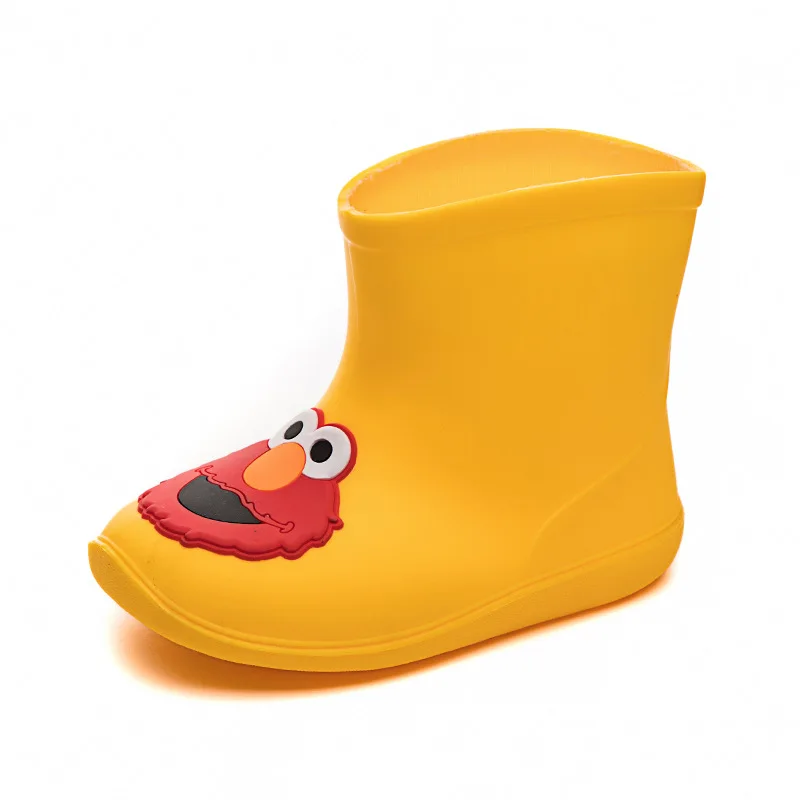 Детская обувь для дождя, модная обувь для воды средней длины, плюшевые детские сапоги для воды, резиновые сапоги