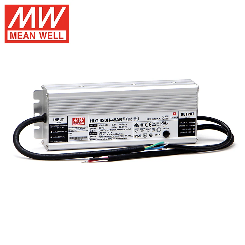 Meanwell HLG-320H-48AB CC  & CV 320W LED Driver 48V 3 in 1 Dimming Function LED driver