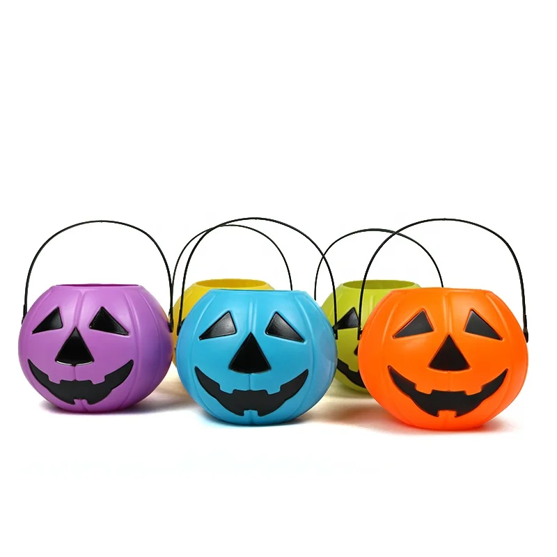 Plastic Halloween Children Trick or Treat Bag Candy Bucket Halloween Decorations Party Supplies Pumpkin Basket