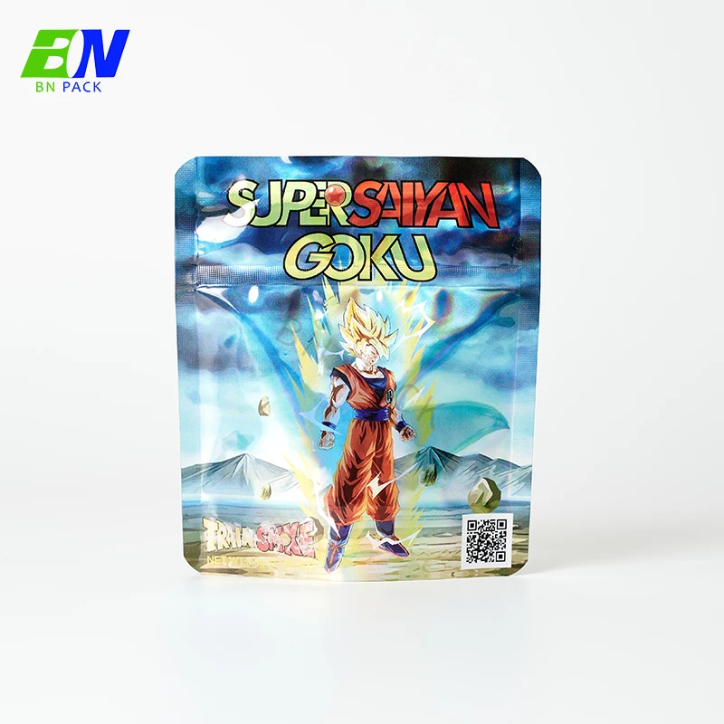 Custom 3.5g Mylar Bag Plastic CR Zipper Lock Edible Food Candy Cookies Pouch Holographic Packaging Laser Storage Bag