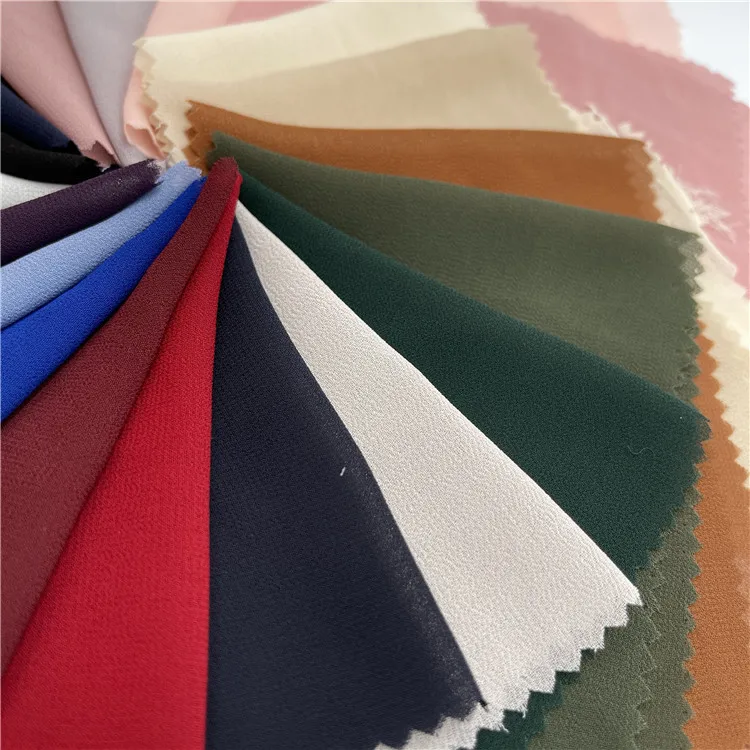 Ready to ship best price 100% polyester cationic chiffon crepe plaid fabric for blouse and dress