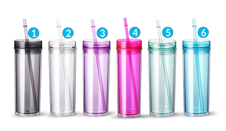
Double Wall Plastic Frosted Travel Tumbler with Lid and Straw 