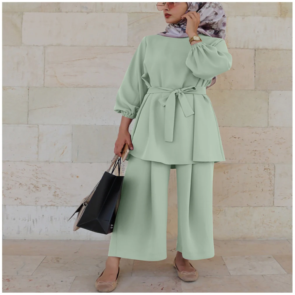 wholesale High Quality Casual Summer Wide Leg Pants Dress Middle East Dubai abaya women muslim dress