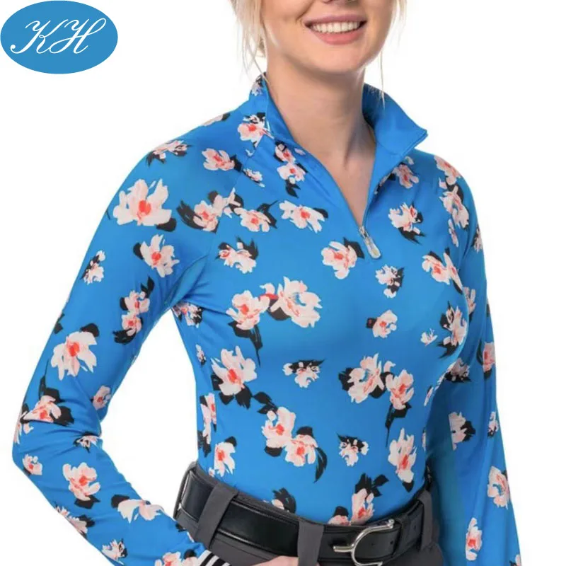 Custom Printed equestrian clothing base layer soft 4-way stretch fabric Equestrian Shirts