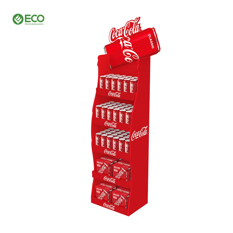 Custom Auto Lift Display Stand Supermarket Floor Standing Retail Rack Automatic Rising-Lowering Cardboard Stand Recyclable