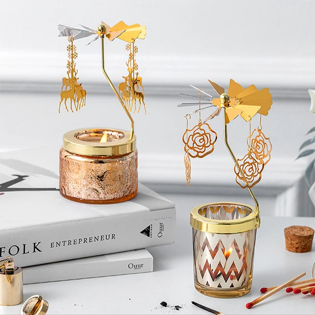Vietnam  Modern Wedding Decorations Gold Hanging Ritual rotating Metal Candle Holder For Home