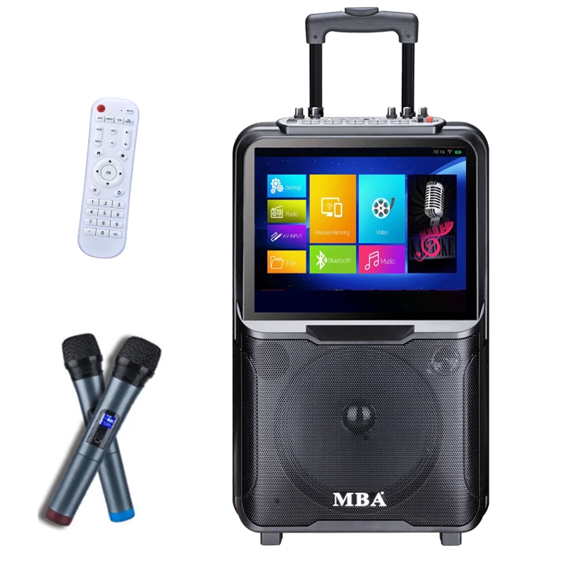 Hone karaoke system Screen Mirroring function Trolley speaker with touchscreen / outdoors karaoke player MKV/MTV