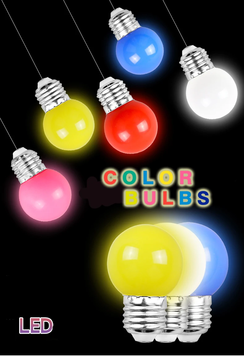 LED G45 golf ball lamps colourful bulb 1w 2w Colours decoration E26 E27 E14 B22 RGB bulb Christmas light for string light