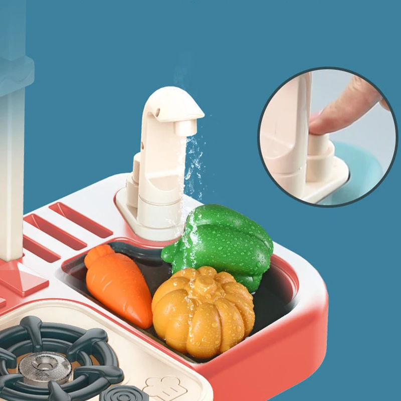 Sets Pretend Spray Games 43PCS Mini Real Cooking Sink Set Game Kitchen Toys For Kids