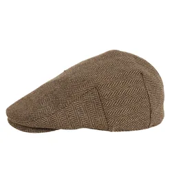 custom multiple size fashion Woolen flat cap wholesale uniform herringbone wool Blend peaked cap men beret hat ivy hat cap