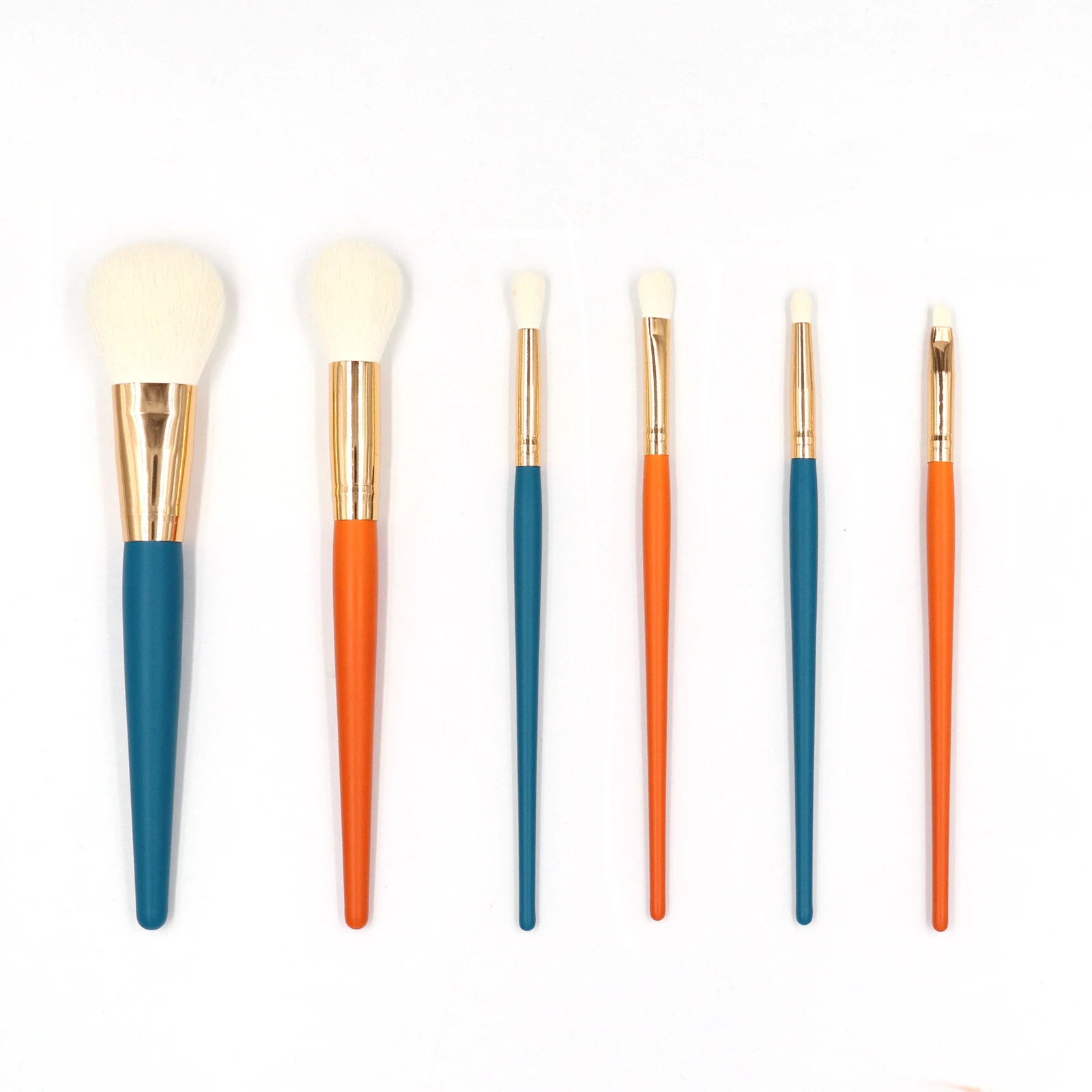 Luxury Premium Blue Orange Color Nose Eye Shadow Makeup Blending Brushes Tapered Cosmetic Brush Set