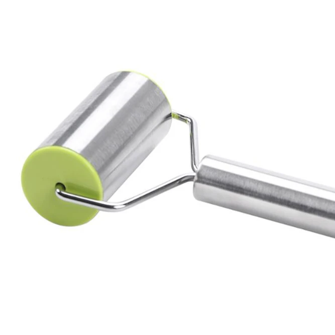 Stainless Steel Baking Tools Rolling Stick Non Stick Dumpling Rolling Pin with Wheel