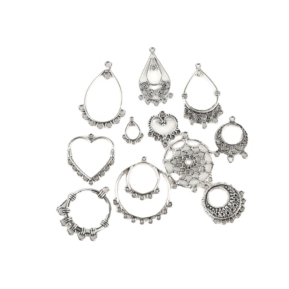 Винтажные металлические серьги-подвески 10 шт./лот, висячие серьги из сплава, соединитель «сделай сам», ручная работа для женщин, подарки, фурнитура для рукоделия, аксессуары